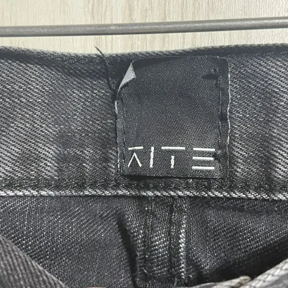 Kite Jeans Men's‎ 34 Button Fly Black Zipper Leg Denim Grunge Distressed